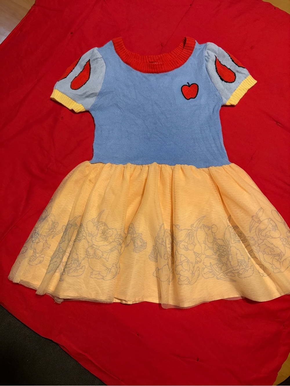 Disney Blue, Yellow & Red Snow White Tulle Dress Child Size XS 4